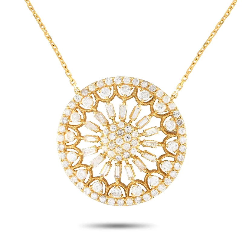 Yellow Gold 2.25ct Diamond Filigree Medallion Necklace PN15245-Y Length 15 Inch