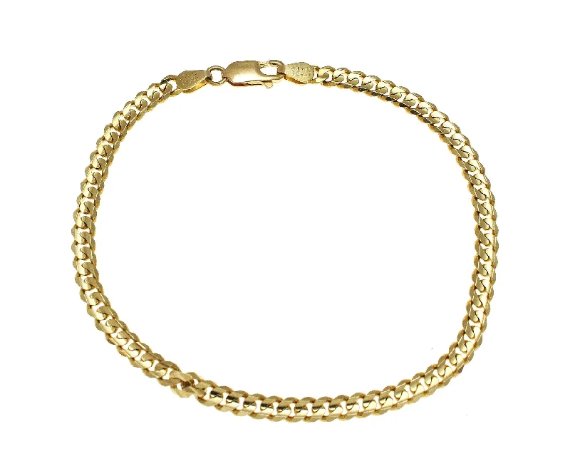 Small star bangles-SOLID 14K YELLOW GOLD MADE IN ITALY CUBAN CURB LINK BRACELET 8 INCH 4MM