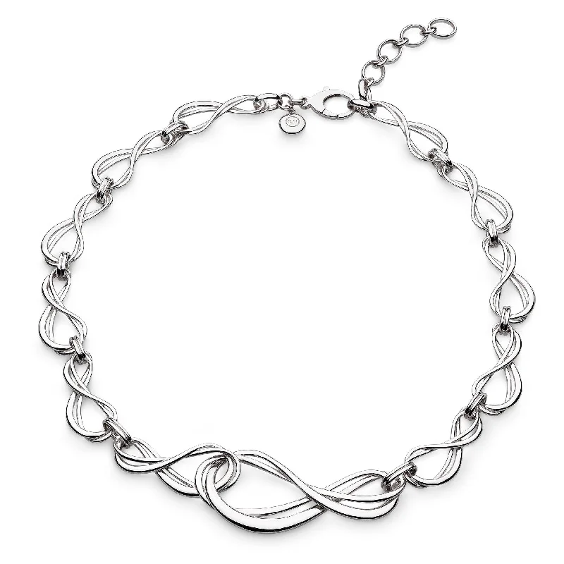 Silk detail engagement rings-Silver Infinity Grande Link Collar Necklace