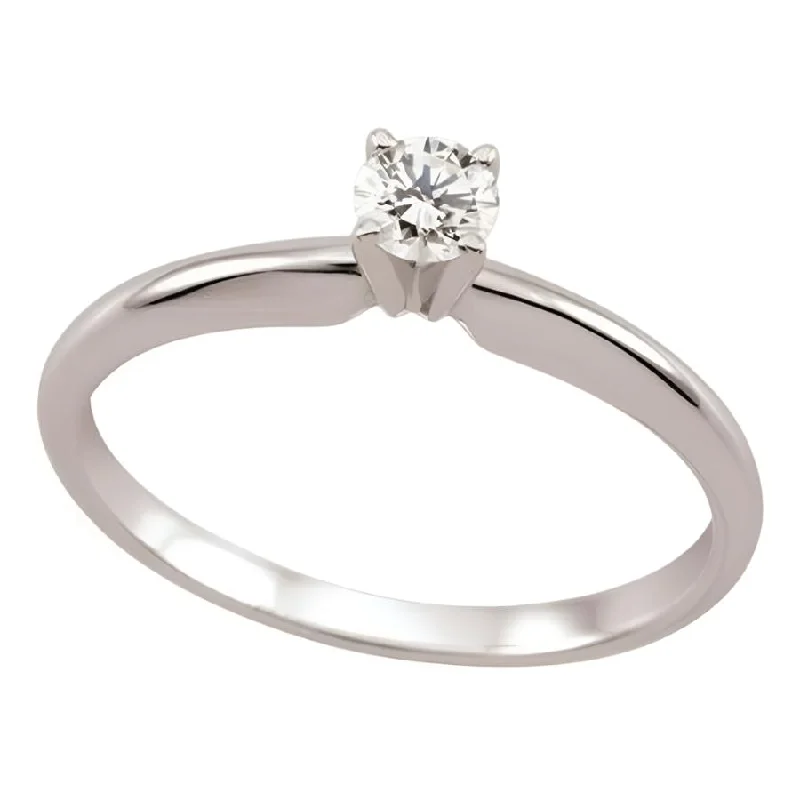 Flex band engagement rings-0.10ct Round Brilliant Cut Diamond Solitaire 18ct White Gold Ring