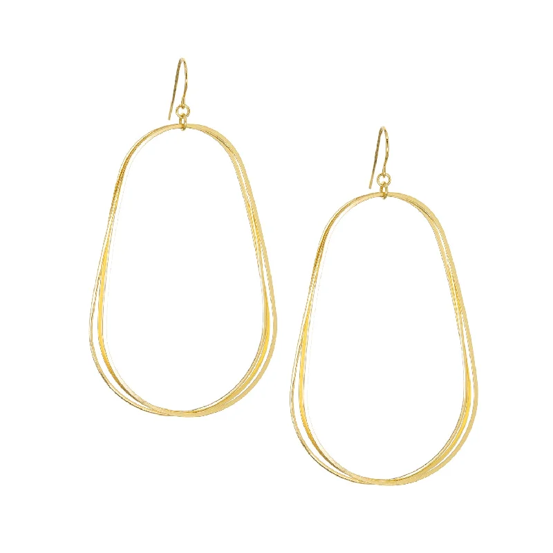 Thick tier earrings-gold plated thin multi oval drop earring