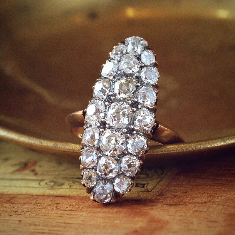 Bold geometric rings-OH!! Glittering Sensation! Antique Continental Diamond Ring