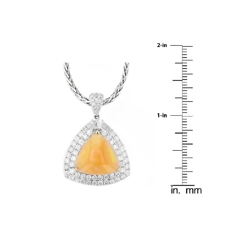 Auriya 14k White Gold 6ct Opal and 2 1/4ct TDW Diamond Necklace - Yellow