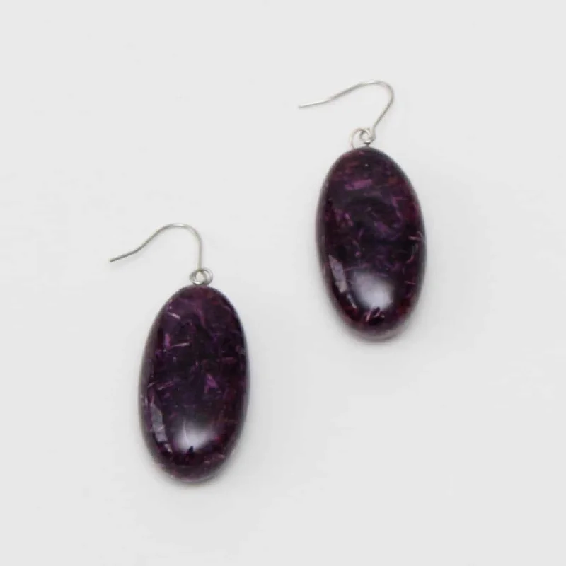 Bold druzy earrings-Purple Speckled Thea Earring