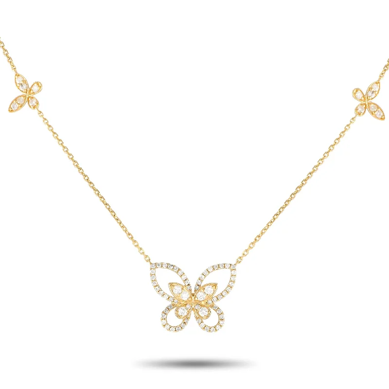 Yellow Gold 1.0ct Diamond Butterfly Necklace NK01615-Y Length 15 Inch