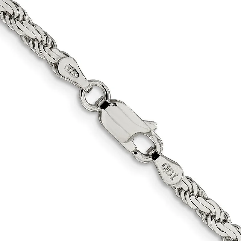 Curata 925 Sterling Silver 3.10mm Flat Rope Chain Necklace