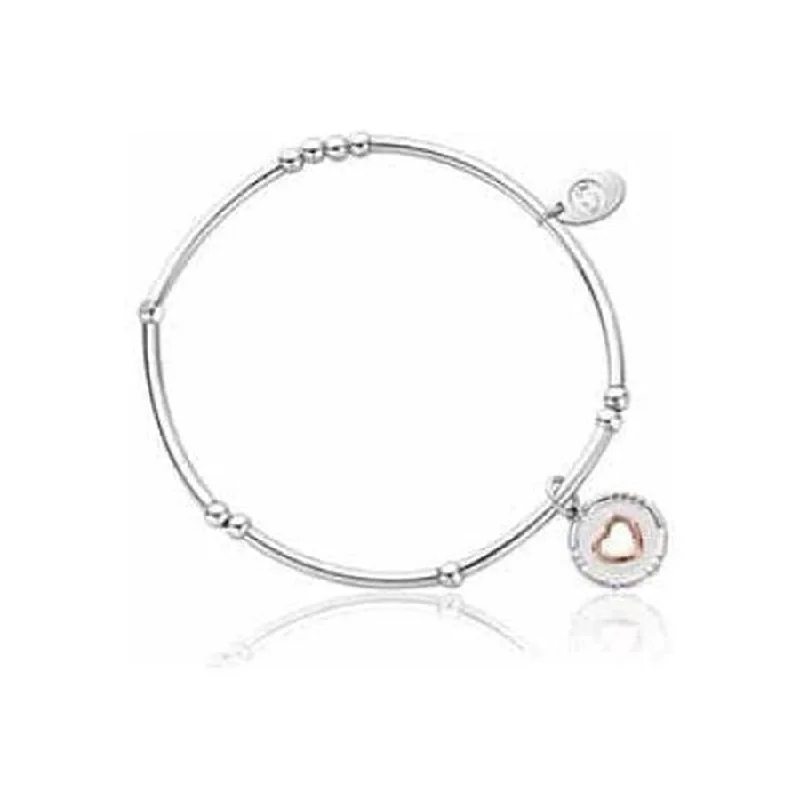 Deco design engagement rings-Silver & 9ct Rose Gold Cariad Morse Code Beaded Stretch Bracelet