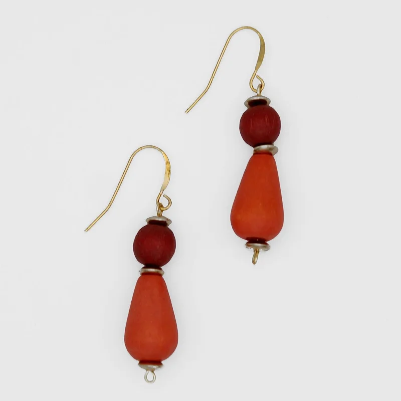 Spinel earrings-Orange Geometric Dangle Statement Earring