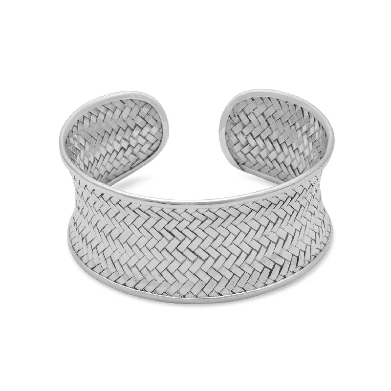 Open frame bangles-Concave Woven Cuff Bracelet