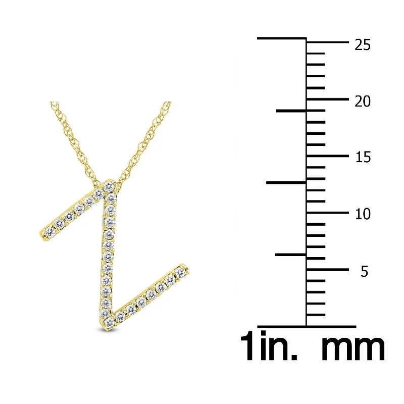 Marquee 1/6 Carat TW Z Initial Diamond Pendant Necklace in 10K Yellow Gold with Adjustable Chain