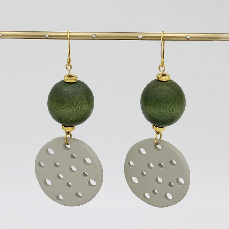 Trekker motif earrings-Olive Crater Dangle Earring