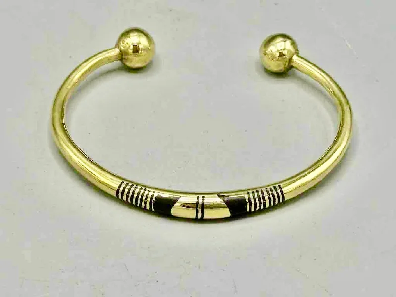 Drape-style bangles-Large Tuareg Inlaid Brass Bracelet, Extraordinary Quality