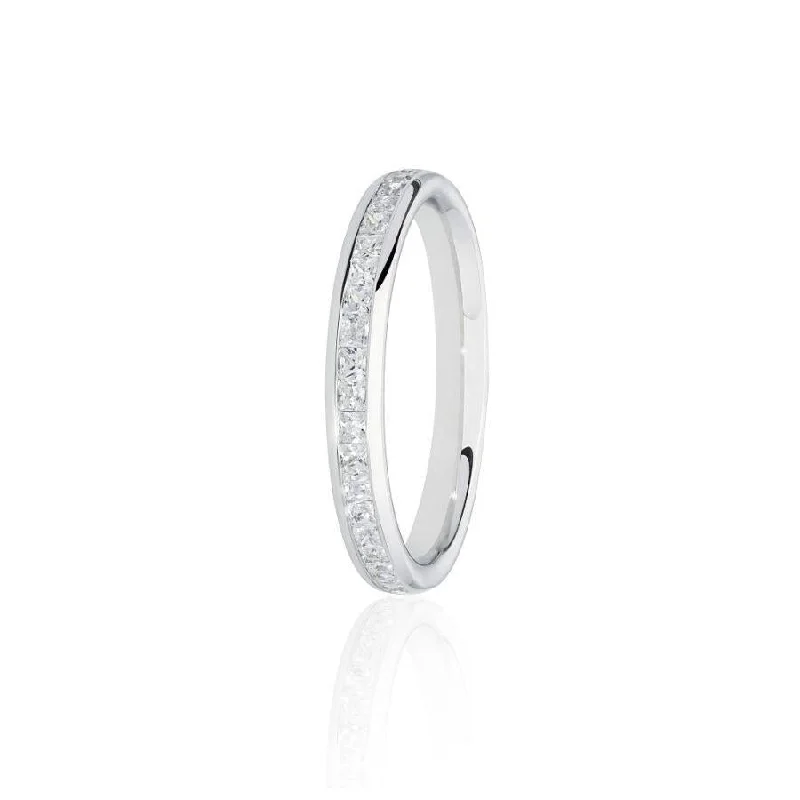 Art deco gem engagement rings-0.33ct Princess Cut Diamond 18ct White Gold Half Eternity Ring