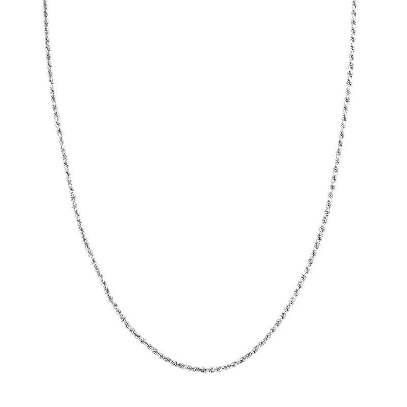 Curata 925 Sterling Silver Rhodium 2mm Diamond Cut Rope Chain Necklace