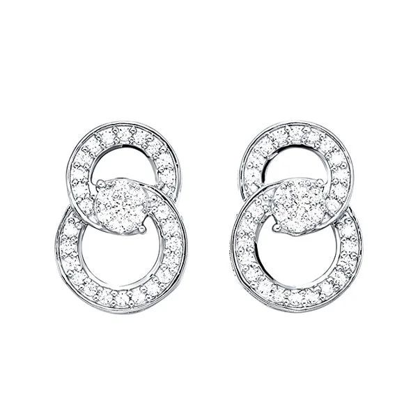 Smooth stud earrings-10KT WHITE GOLD DIAMOND (1/2CTW) EARRING