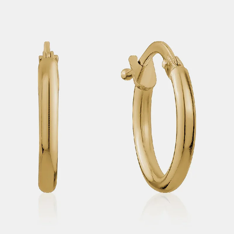 Solid ring earrings-Skinny Gold Huggies