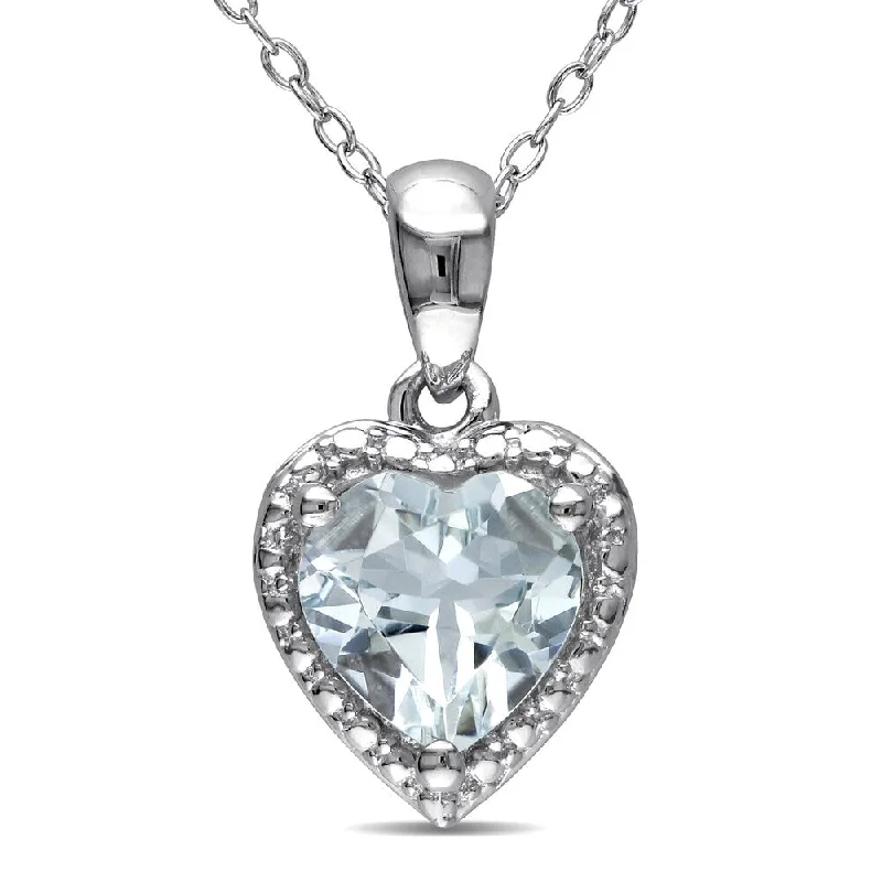 Miadora Sterling Silver Aquamarine Heart Necklace