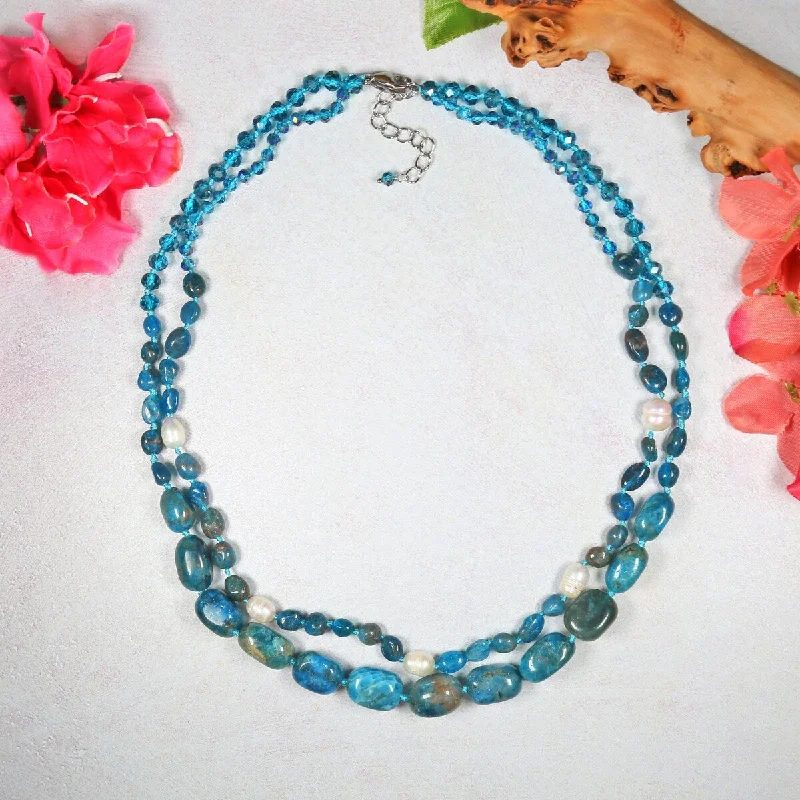 Apatite and Cultured Pearl Double Strand Necklace