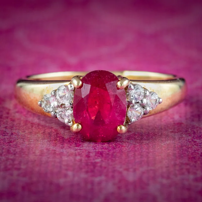 New moon rings-Art Deco Style Synthetic Ruby Sapphire Ring 1.5ct Ruby