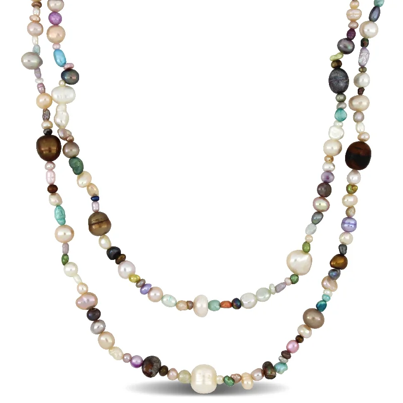 Miadora 4-8mm Multi Color Cultured Freshwater Pearl Multi-Strand Endless Giftable Necklace72 in - 72 in x 8 mm x 8 mm