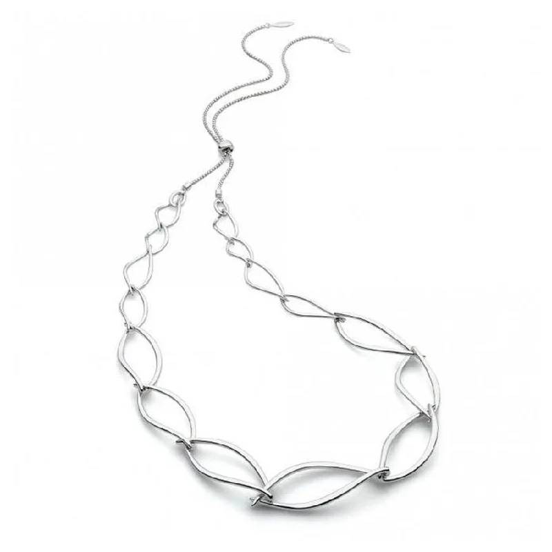 Oval gem engagement rings-Silver Entwine Twine Twist Statement Toggle Necklace