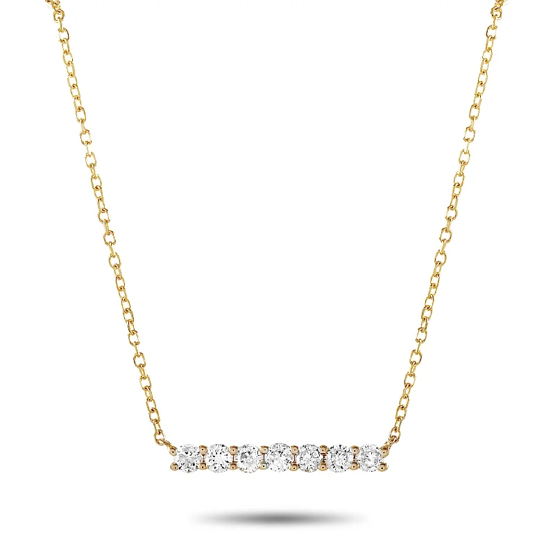 Yellow Gold 0.25ct Diamond Bar Necklace ANK-15805 Length 15 Inch