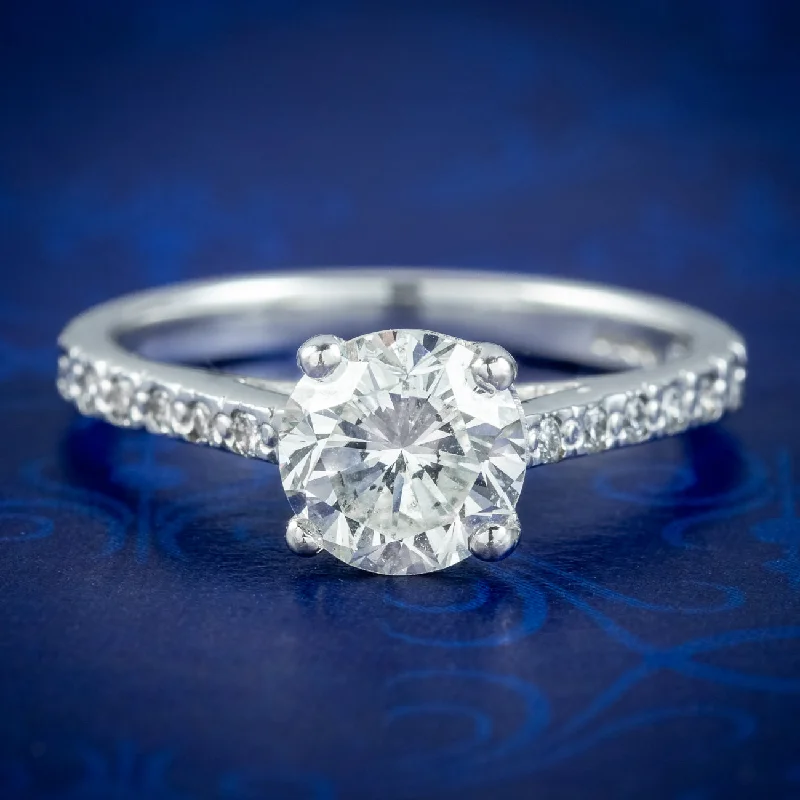 Polished bead rings-Edwardian Style Diamond Solitaire Engagement Ring 1.10ct Diamond