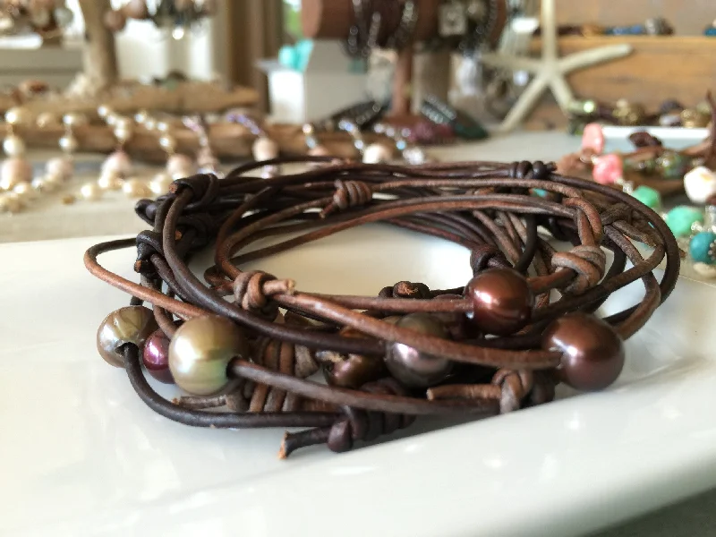 Radiant star bangles-Leather Pearl Bracelets/Anklets