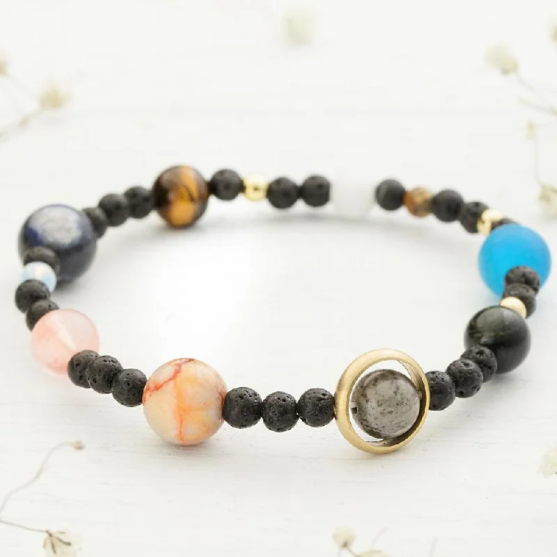 Wide chain bangles-9 Planets Energy Bracelet