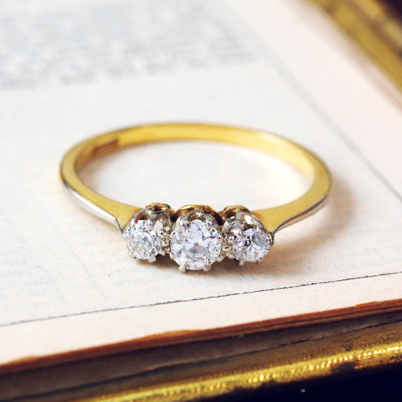 Sculptural cocktail rings-Darling Sparkle! Vintage Trilogy Diamond Engagement Ring