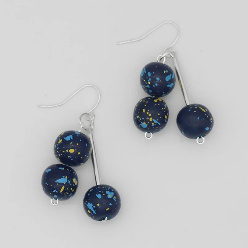 Light clay earrings-Blue Speckle Dangle Earring