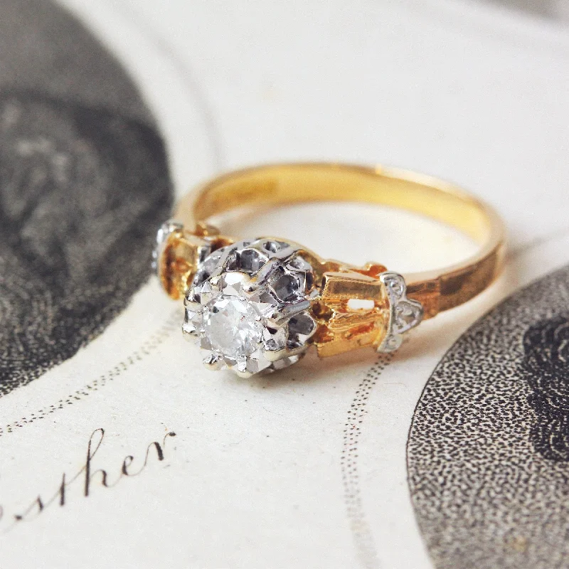 Birch grain rings-Captivating Vintage Diamond Solitaire Engagement Ring