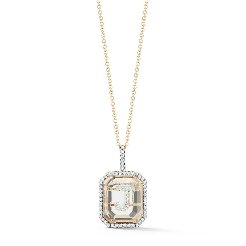 14kt Diamond Frame Secret Initial Necklace // A - Z