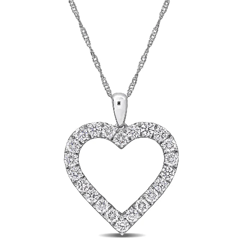 Created Forever 1ct TW Lab-Grown Diamond Open Heart Necklace in 14k White Gold