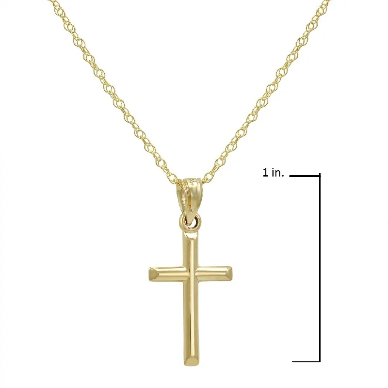 Amanda Rose Collection 10K Yellow Gold Cross Pendant Necklace