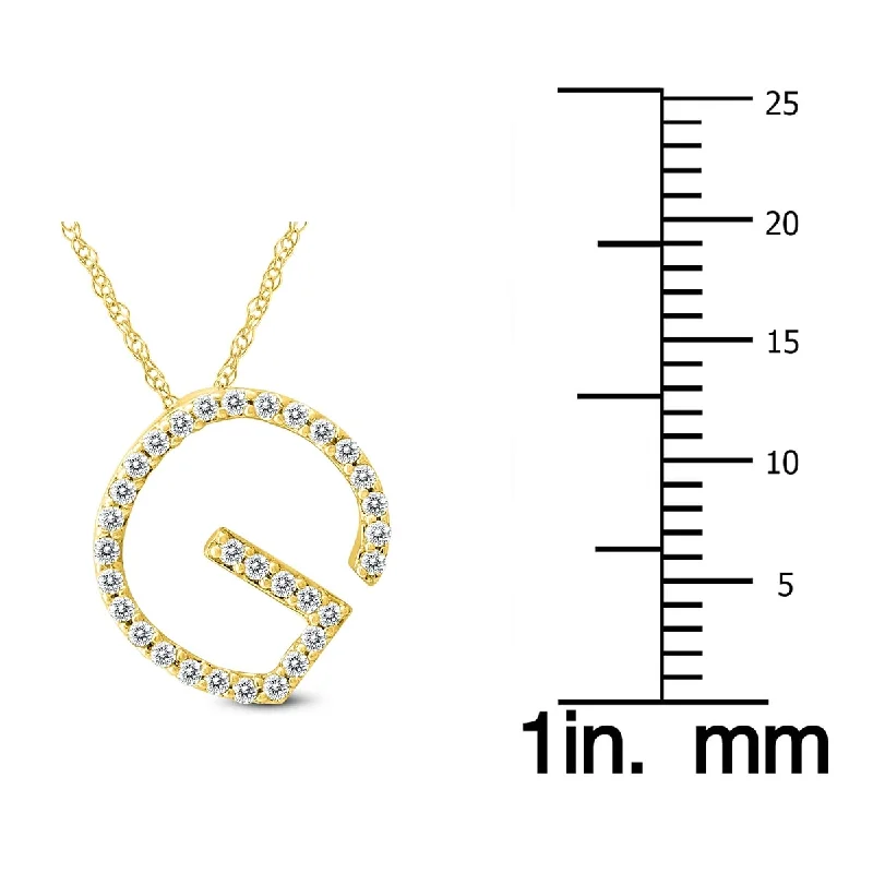 Marquee 1/5 Carat TW G Initial Diamond Pendant Necklace in 10K Yellow Gold with Adjustable Chain