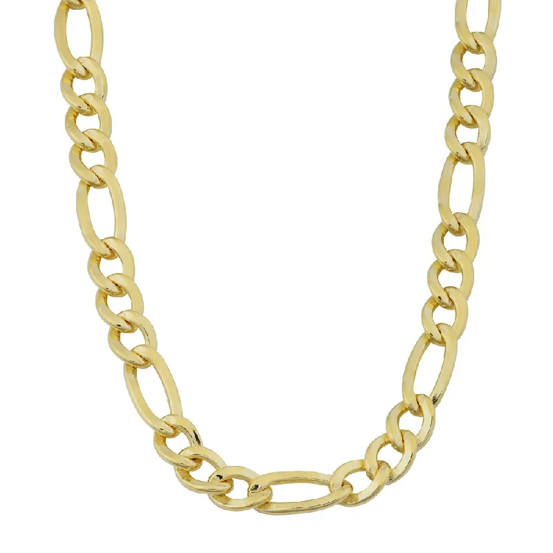 14k Yellow Gold Filled Men's High Polish Solid Figaro Link Necklace (6.2 mm)