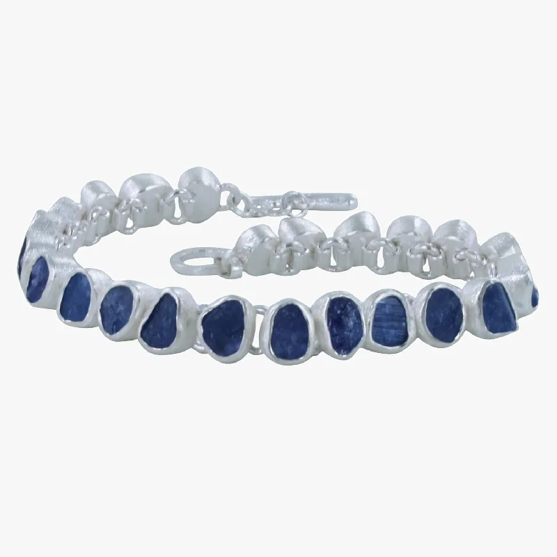 Topaz bead bangles-Sterling Silver Rough Tanzanite Stone Bracelet