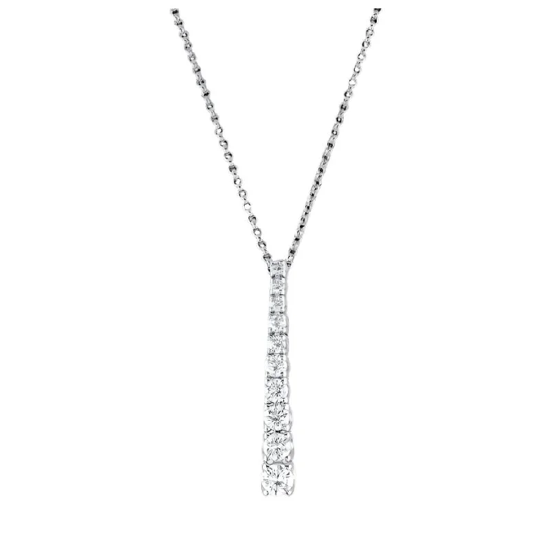 Tiered shank engagement rings-18ct White Gold Graduated Round Brilliant Cut Drop Pendant & Chain