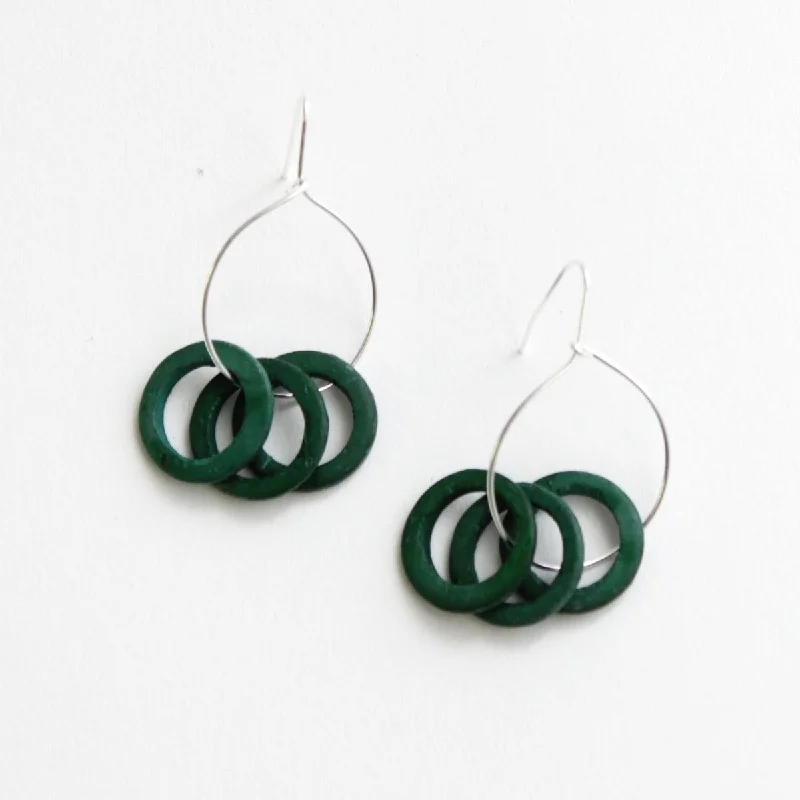 Astro motif earrings-Green Circle Dangle Earrings.