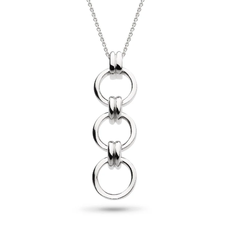 Oval stone engagement rings-Silver Bevel Unity Trio 18" Necklace