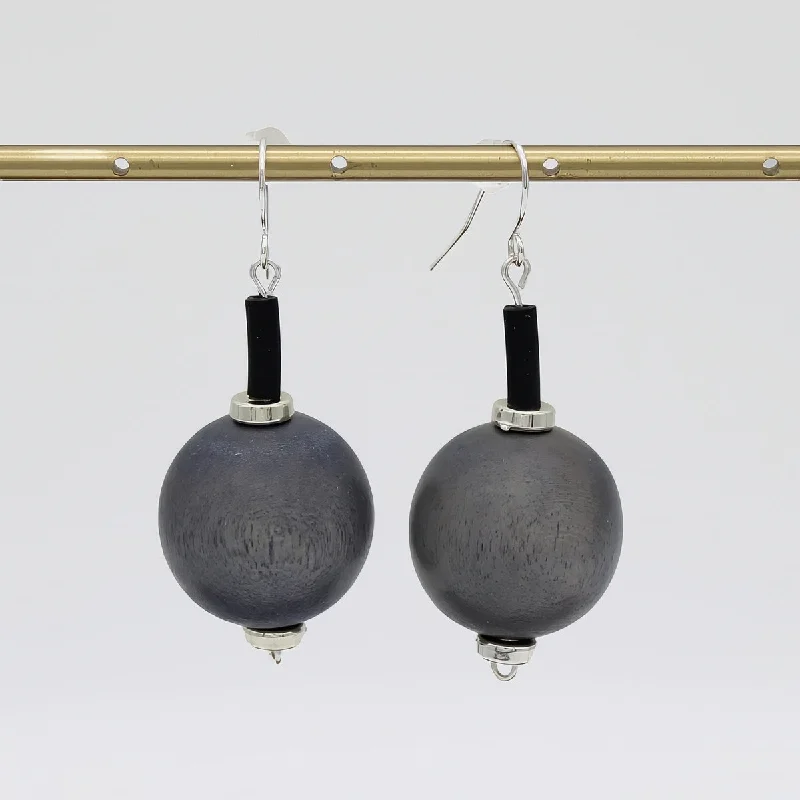 Polished charm earrings-Gray Ball Drop Earring