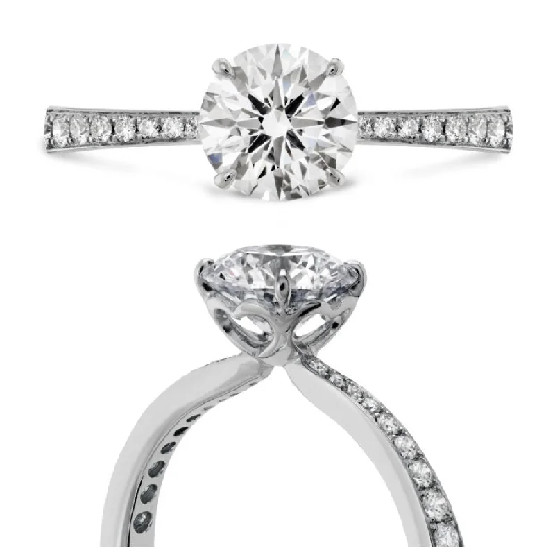 Minimalist gold engagement rings-0.30ct Signature Diamond Solitaire Platinum Ring with Diamond Shoulders