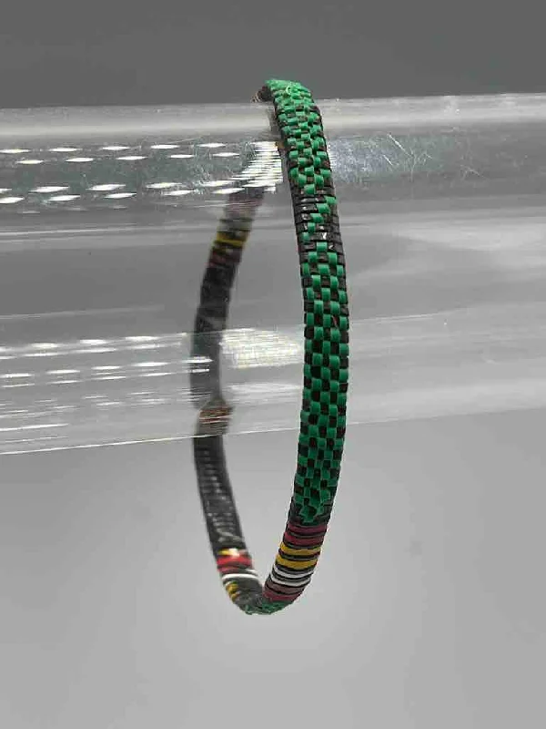 Tiny wing bangles-Narrow Finest Design Recycled Plastic Bracelet - Green