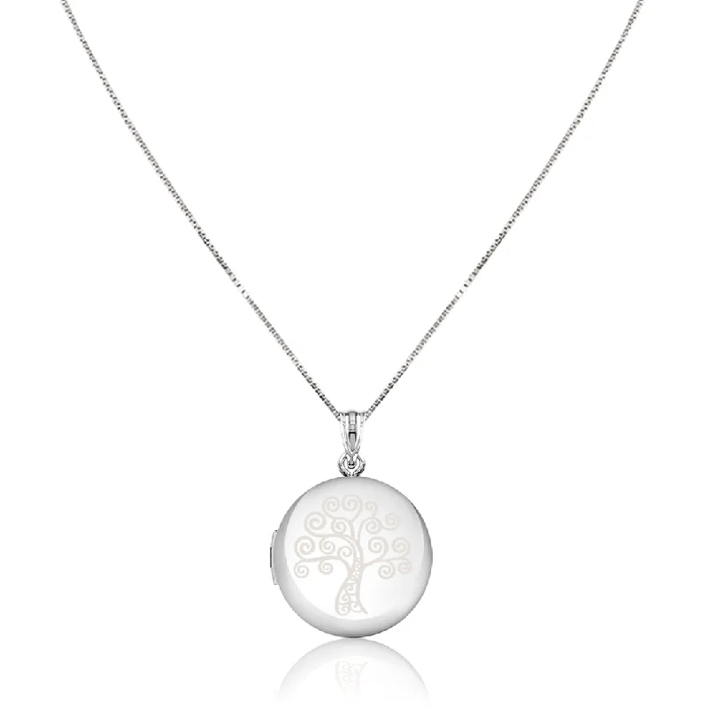 Sterling silver "tree of life" circle locket necklace