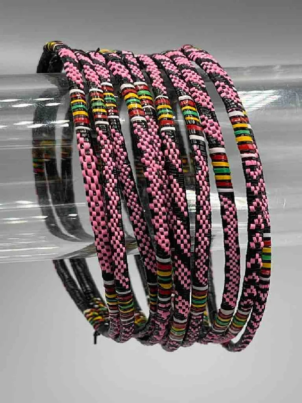 Stellar charm bangles-Wide Finest Design Recycled Plastic Bracelet - Pink