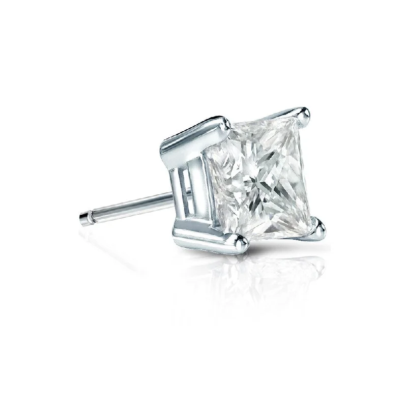 Square stud earrings-Auriya 14k Gold 3/4ct TDW Princess-Cut SINGLE STUD (1) Diamond Earring