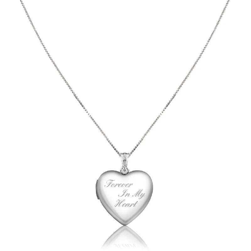 Sterling silver "forever in my heart" heart locket necklace