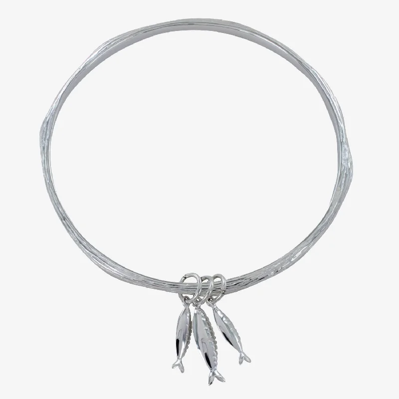 Multi-stone bangles-Little Fishes Sterling Silver Bangle