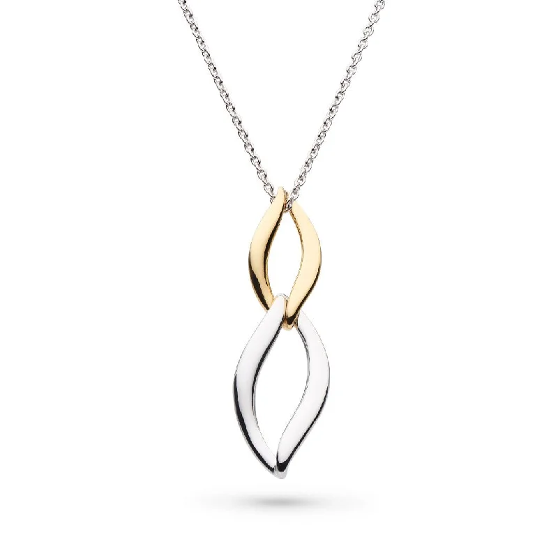 Sculptural engagement rings-Silver & Yellow Gold Plated Entwine Twine Link Duo Golden Necklace